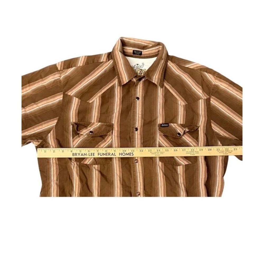 Bullhead Men's XL Brown Striped Pearl Snap Shirt S/S Vtg variegated bushwhacker - Picture 8 of 8